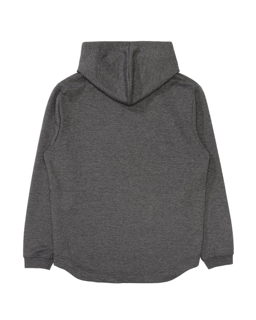 charcoal heather Ridgeline Hoodie, midweight slightly fitted sweatshirt – rear view