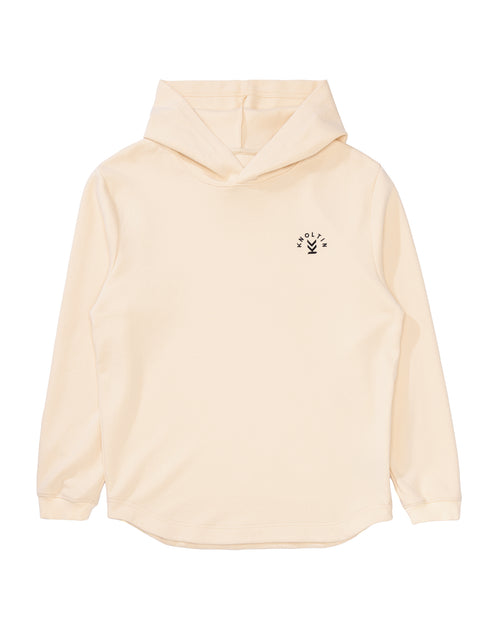 Cream Ridgeline Hoodie, midweight slightly fitted sweatshirt – front view