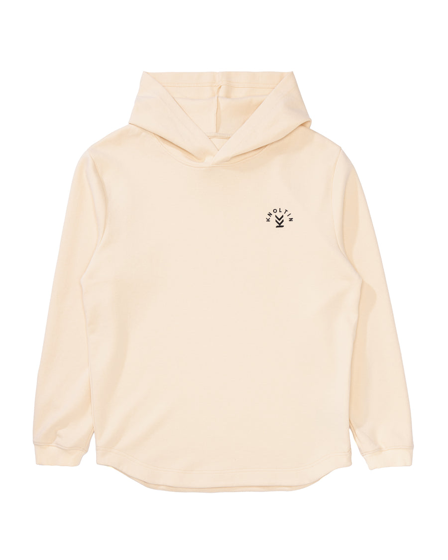 Cream Ridgeline Hoodie, midweight slightly fitted sweatshirt – front view