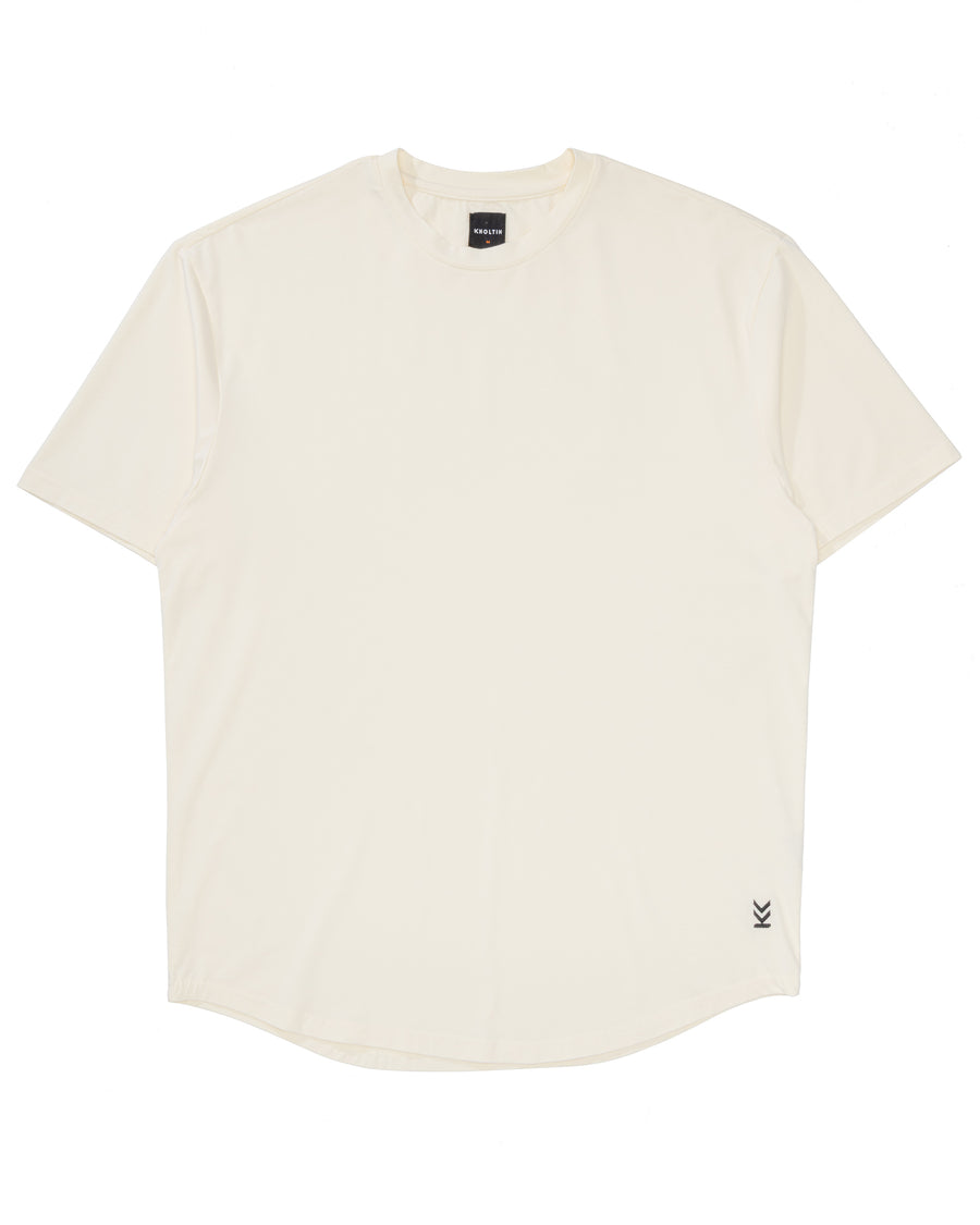 The Wild Tee in Bone, soft modal cotton blend t-shirt with stretch – front view